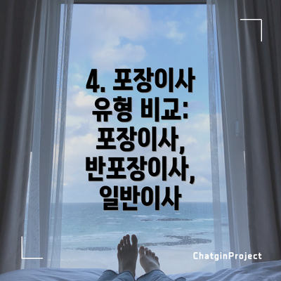 4. 포장이사 유형 비교: 포장이사, 반포장이사, 일반이사