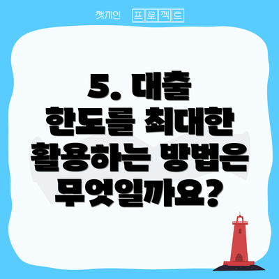 5. 대출 한도를 최대한 활용하는 방법은 무엇일까요?