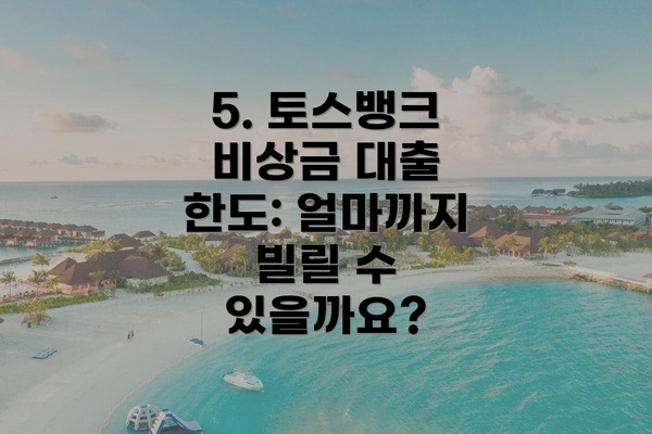 5. 토스뱅크 비상금 대출 한도: 얼마까지 빌릴 수 있을까요?