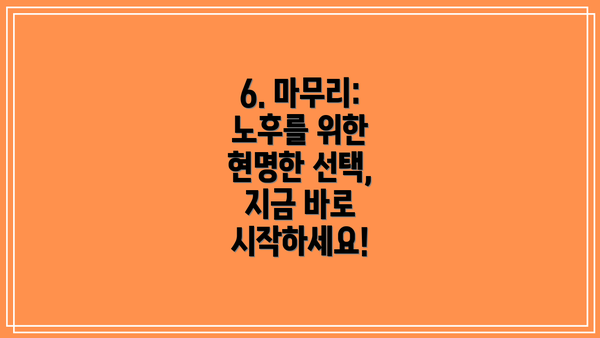 6. 마무리: 노후를 위한 현명한 선택, 지금 바로 시작하세요!