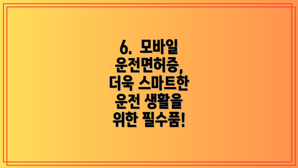 6.  모바일 운전면허증,  더욱 스마트한 운전 생활을 위한 필수품!