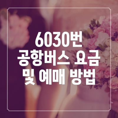 6030번 공항버스 요금 및 예매 방법