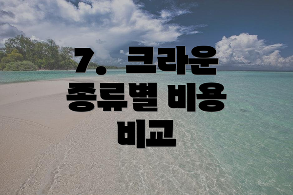 7.  크라운 종류별 비용 비교