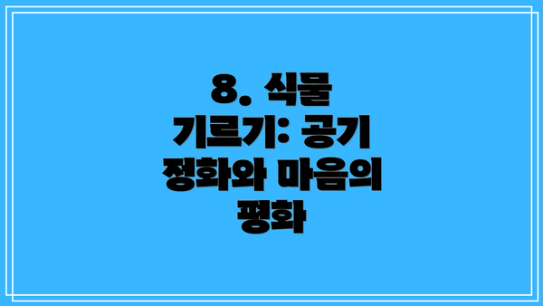 8. 식물 기르기: 공기 정화와 마음의 평화